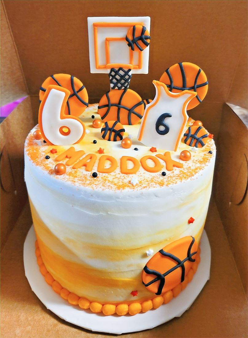 Basketball and sports themed layer cake
