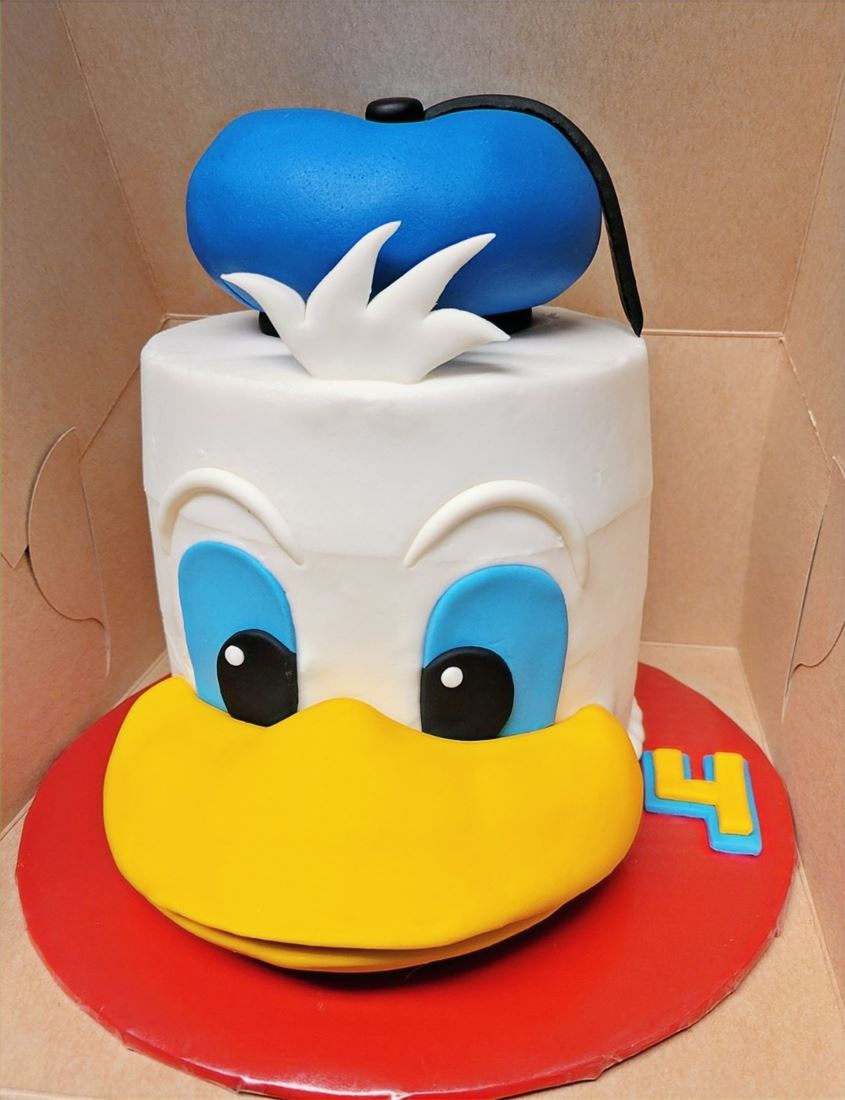 Sculpted Donald Duck birthday cake
