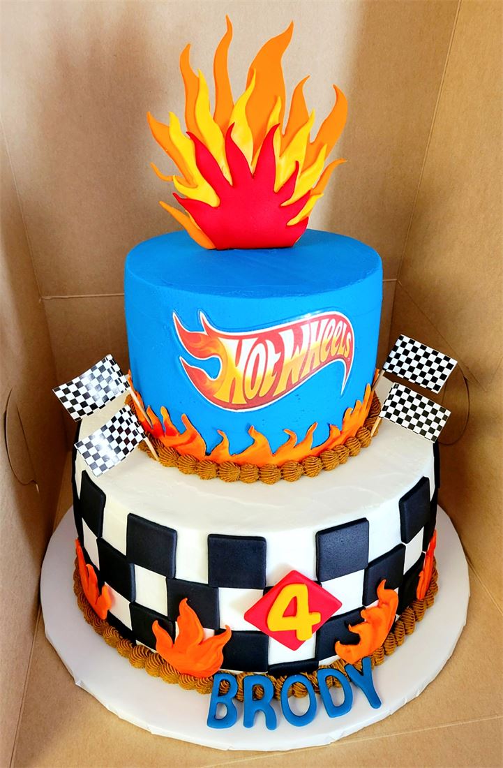 Hot Wheels racing themed birthday cake