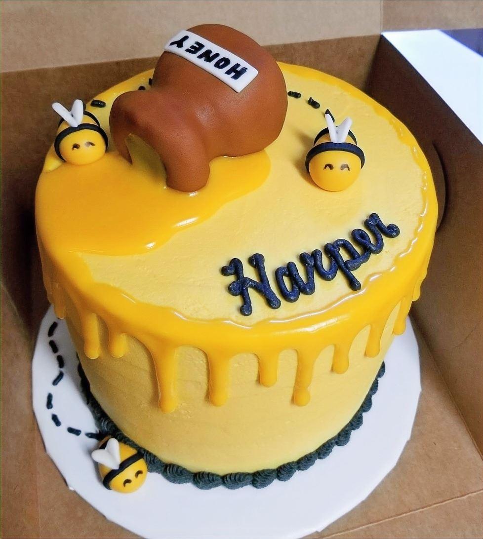 Yellow tool themed birthday cake for Harper