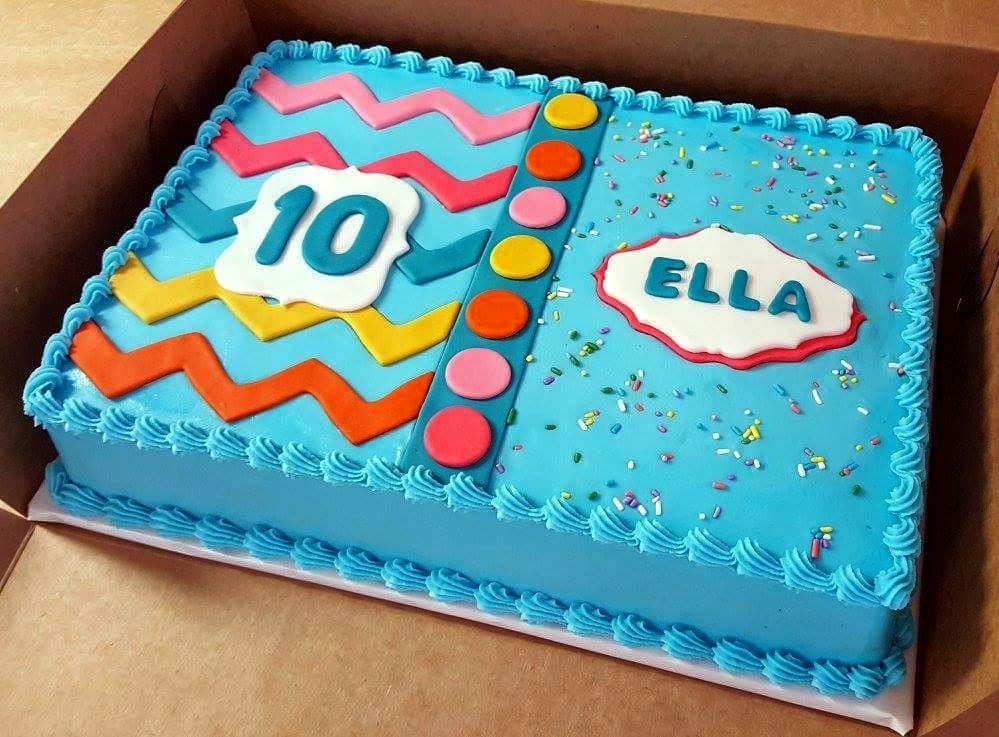 Bright chevron sheet cake for Ella