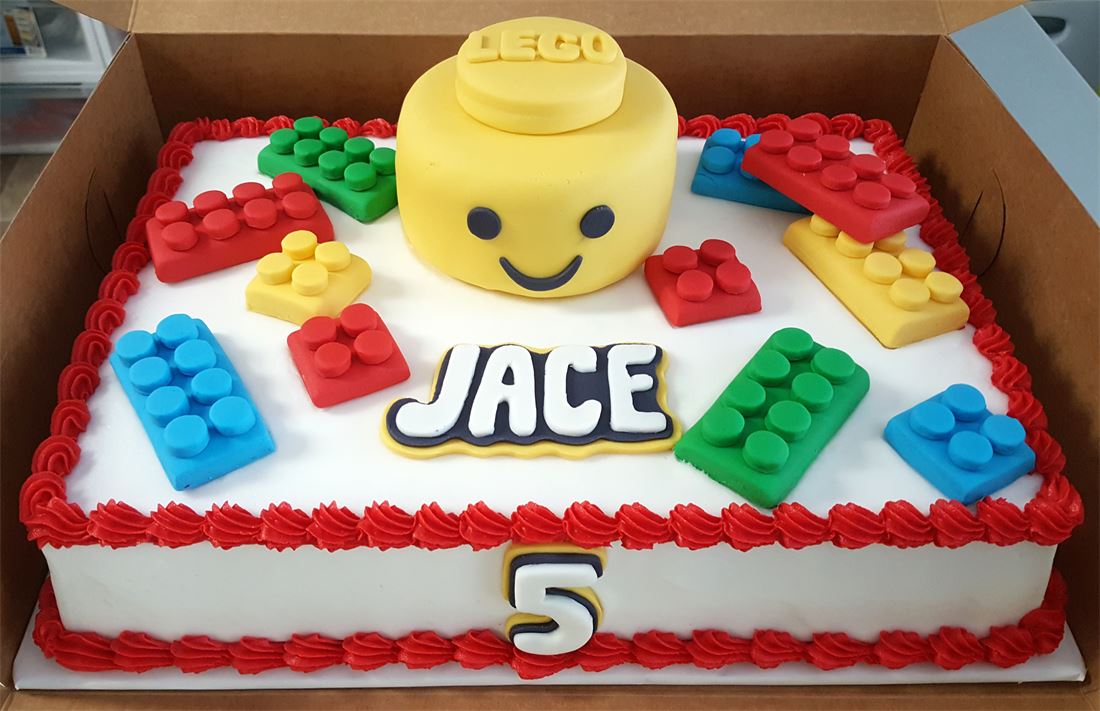 Lego themed birthday cake for Jace